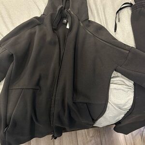 Addias Black Zip-Up warmup suit